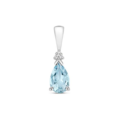 9CT DIAMOND & AQUAMARINE PENDANT