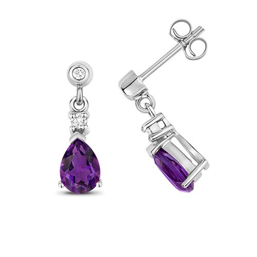 9CT AMETHYST DROP EARRINGS PEAR