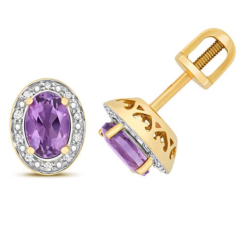 9CT DIAMOND AND AMETHYST STUDS