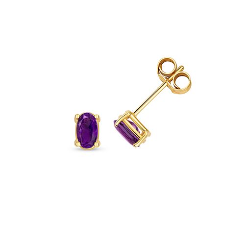 9CT AMETHYST OVAL STUD EARRINGS