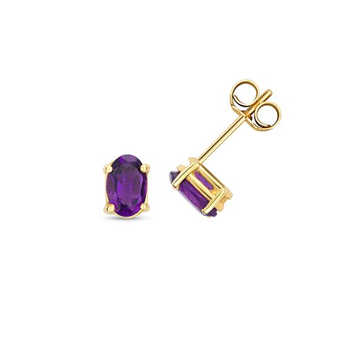 9CT AMETHYST OVAL STUD EARRINGS