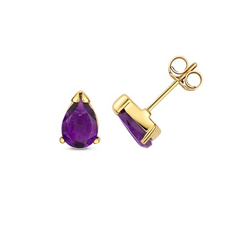 9CT AMETHYST PEAR SHAPE STUD EARRINGS