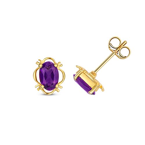 9CT AMETHYST OVAL STUD EARRINGS