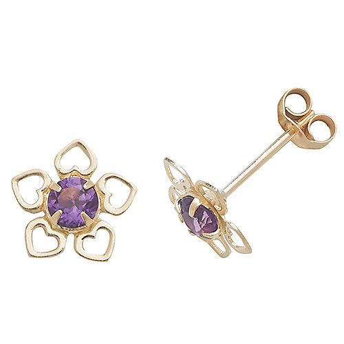 9CT YEL GOLD AMETHYST STUD EARRINGS