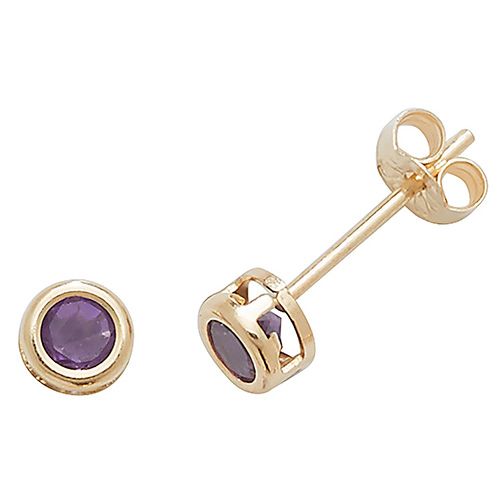 9CT YEL GOLD AMETHYST STUD EARRINGS
