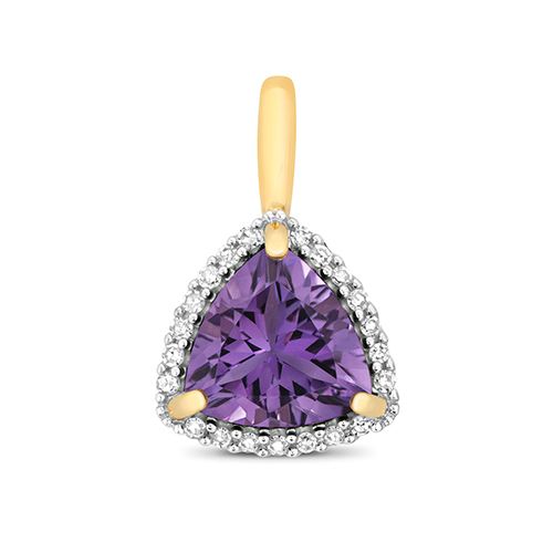 9CT DIAMOND AND AMETHYST PENDANT