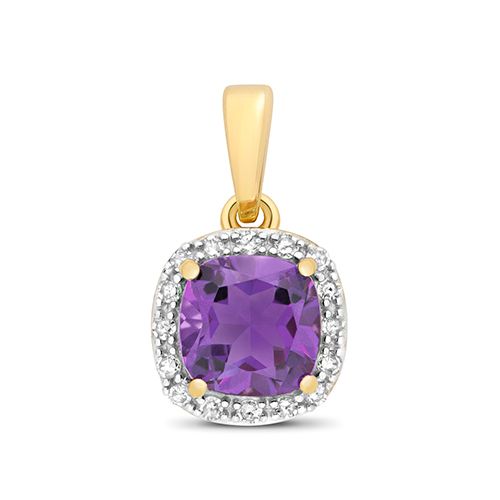9CT DIAMOND AND AMETHYST PENDANT