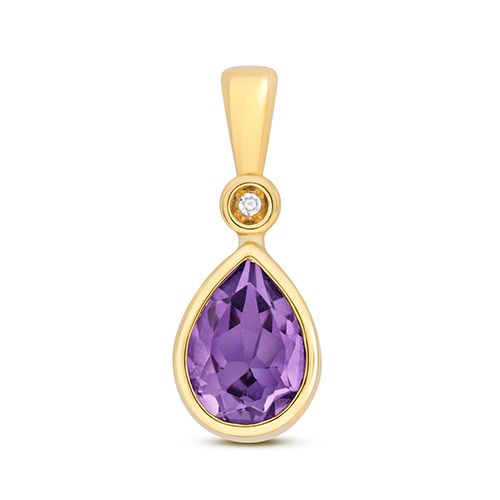 9CT DIAMOND AND AMETHYST PENDANT