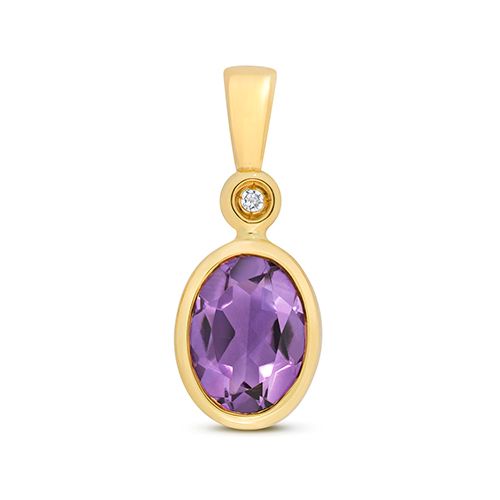 9CT DIAMOND AND AMETHYST PENDANT