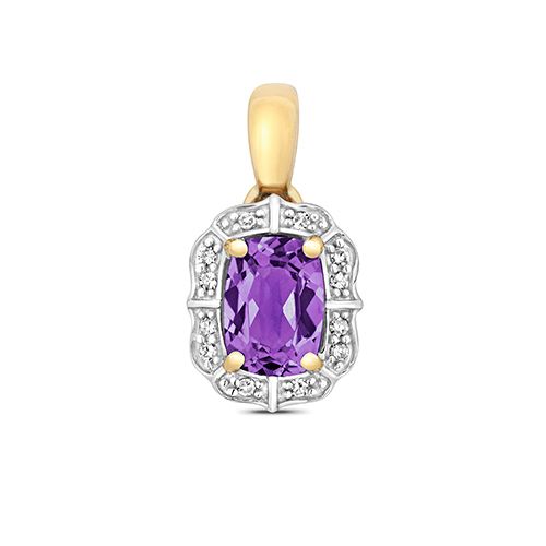 9CT DIAMOND AND AMETHYST PENDANT