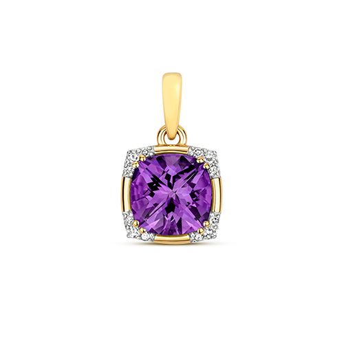 9CT DIAMOND & CU AMETHYST PENDANT