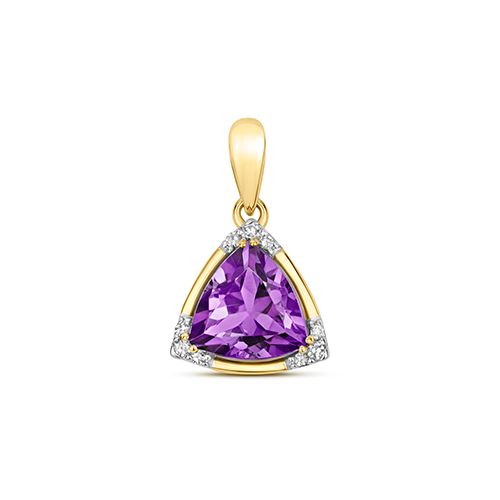 9CT DIAMOND & TRI AMETHYST PENDANT