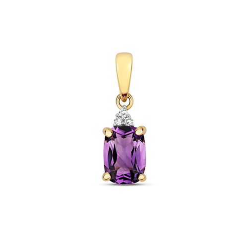 9CT DIAMOND & CU AMETHYST PENDANT