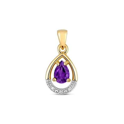 9CT DIAMOND AND AMETHYST PENDANT