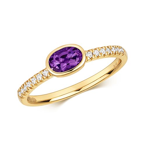 9CT DIAMOND & AMETHYST RING