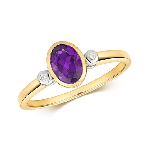 9CT DIAMOND & AMETHYST RING