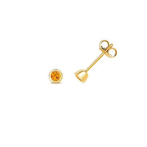 9CT CITRINE EARRING STUDS NOVEMBER BIRTHSTONE