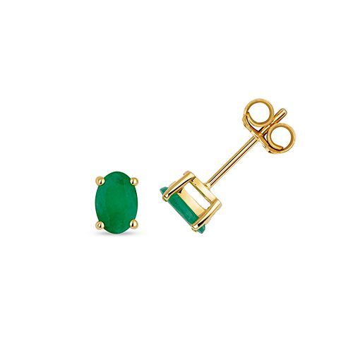 9CT EMERALD CLAW SET STUDS