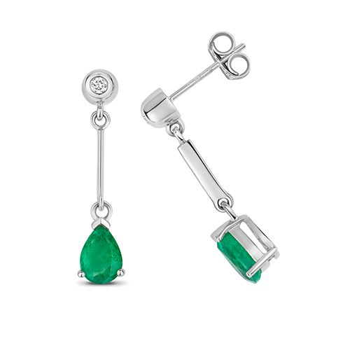 9CT EMERALD DROP EARRINGS PEAR