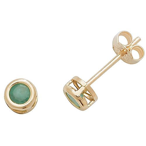 9CT 9CT YEL GOLD EMERALD STUD EARRINGS