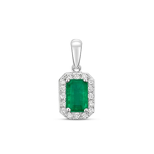9CT DIAMOND AND EMERALD OCTAGON PENDANT