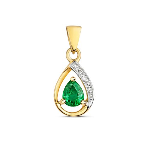 9CT DIAMOND & EMERALD PENDANT