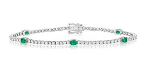 18ct DIAMOND AND EMERALD BRACELET W/G DIA/1.65CT EMD/0.88CT