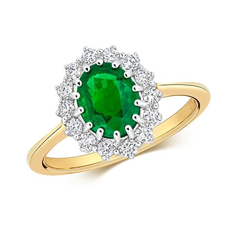9CT DIAMOND EMERALD CLUSTER