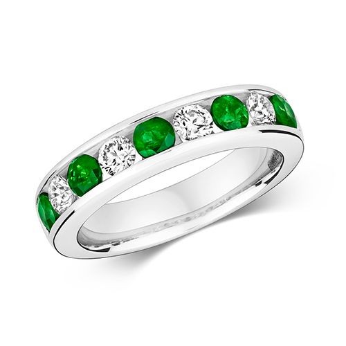9CT DIAMOND ETERNITY WITH EMERALD RING