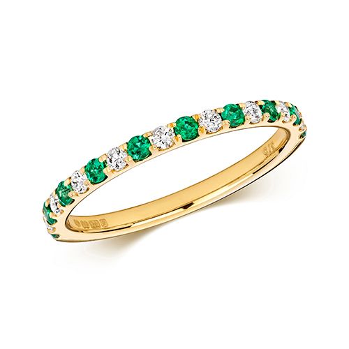 9CT DIAMOND AND EMERALD ETERNITY RING