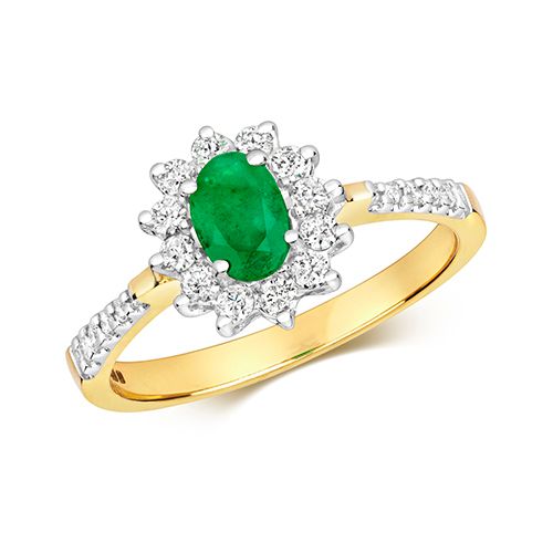 9CT DIAMOND EMERALD CLUSTER