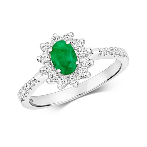 9CT DIAMOND EMERALD CLUSTER