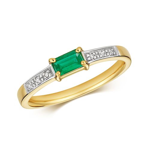 9CT DIAMOND & EMERALD RING
