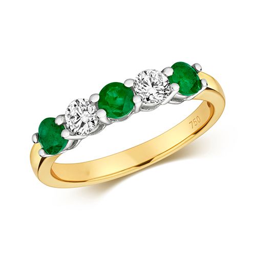 18CT DIAMOND AND EMD CLAW SET ETERNITY RING