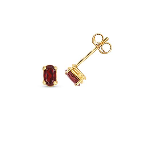9CT GARNET OVAL STUD EARRINGS