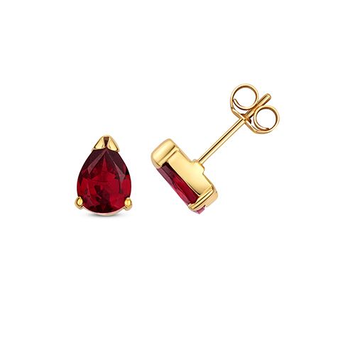 9CT GARNET PEAR SHAPE STUD EARRINGS