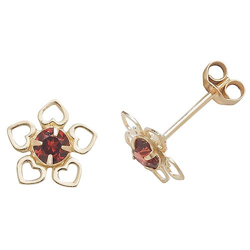 9CT YEL GOLD GARNET STUD EARRINGS