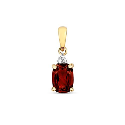 9CT DIAMOND & CU GARNET PENDANT