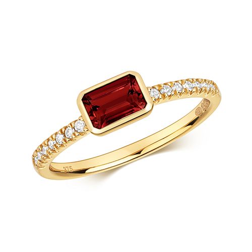 9CT DIAMOND & GARNET RING