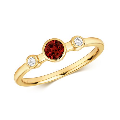 9CT DIAMOND & GARNET RING