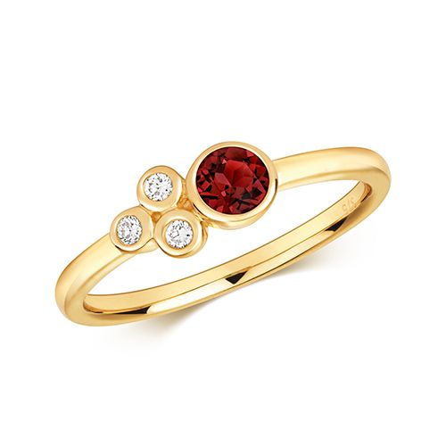 9CT DIAMOND & GARNET RING