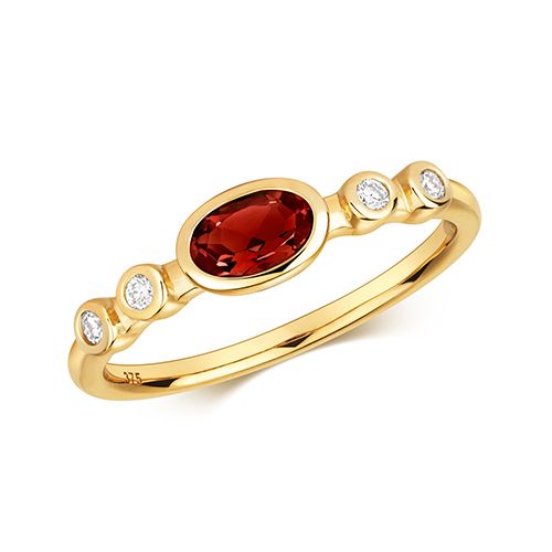 9CT DIAMOND & GARNET RING