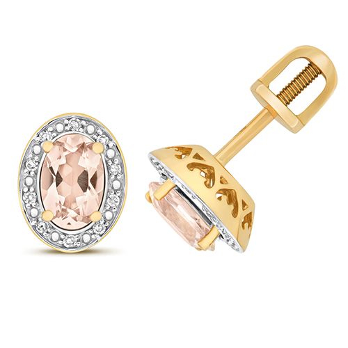 9CT DIAMOND AND MORGANITE STUDS