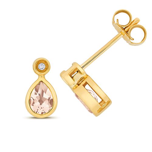 9CT DIAMOND AND MORGANITE STUDS