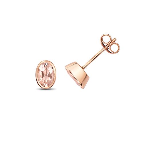 9CT MORGANITE STUDS OVAL