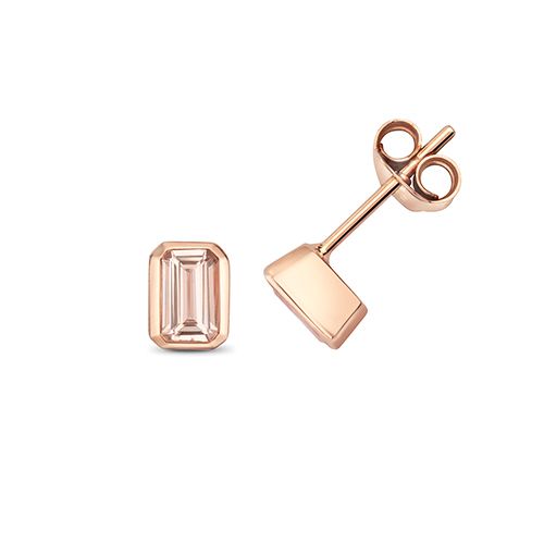 9CT MORGANITE STUDS EMERALD CUT