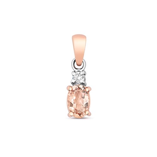 9CT DIAMOND AND MORGANITE OVAL PENDANT