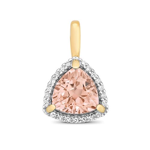 9CT DIAMOND AND MORGANITE PENDANT