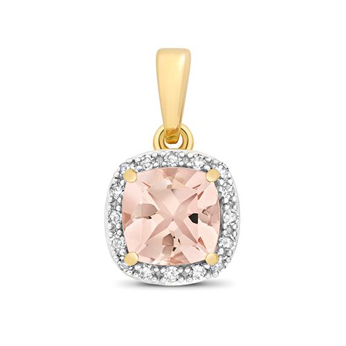 9CT DIAMOND AND MORGANITE PENDANT