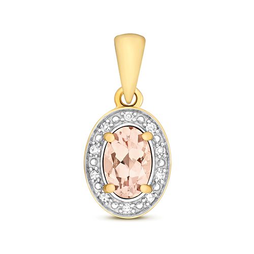 9CT DIAMOND AND MORGANITE PENDANT